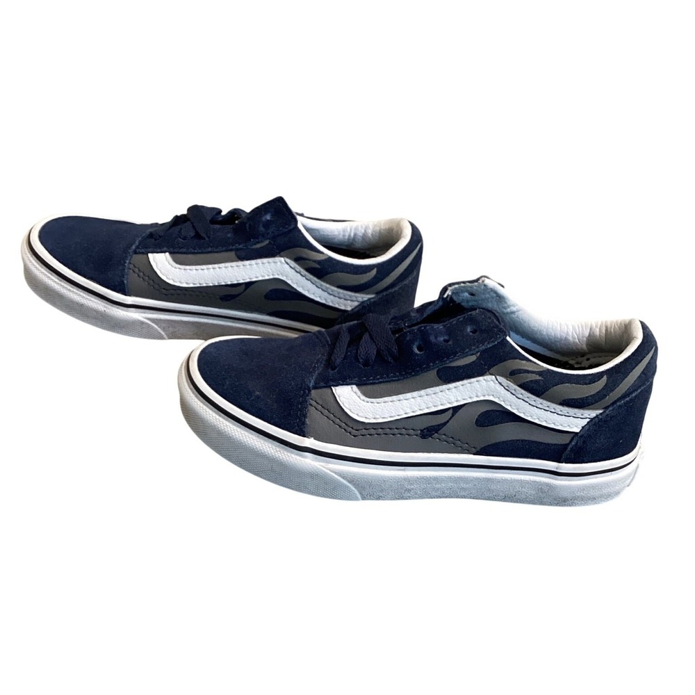 Vans Old Skool Kids 13.5 Navy Blue Flame Sneakers Youth Skate Shoes‎ EU 31 - Picture 10 of 11